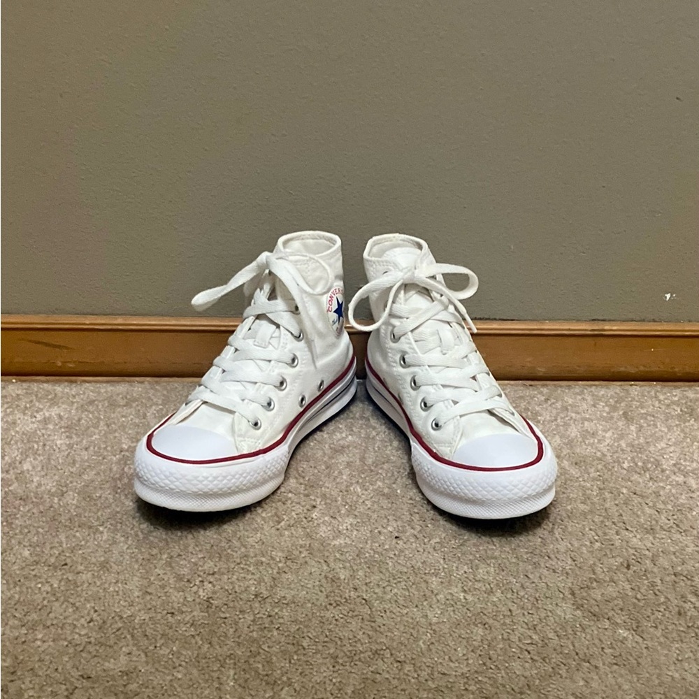 Chuck Taylor All Star High-top EVA Lift Unisex Sneaker, White-Size 2 Kids (GUC)